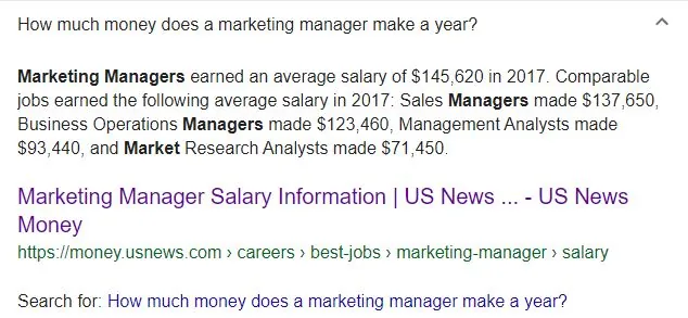 average salary of a marketing manager